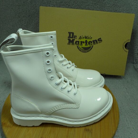 Dr. Martens Shoes - Dr. Martens 1460 Mono White Patent Leather Boots Woman's Size 7 26728100